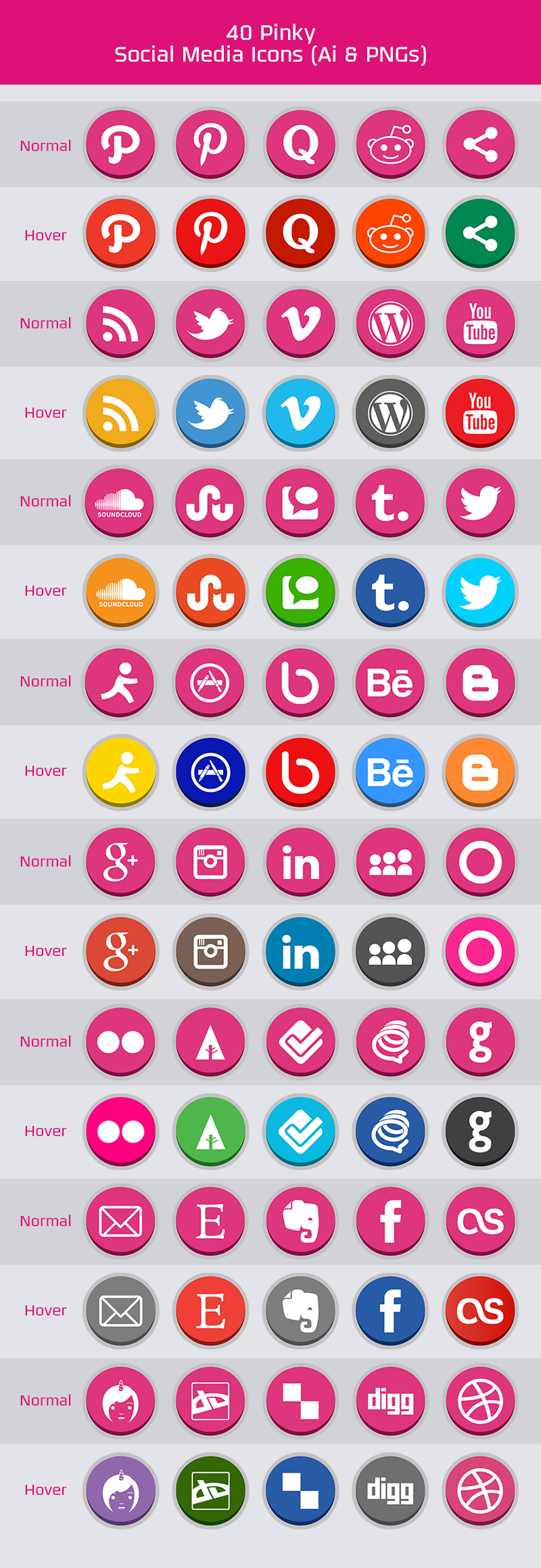 pinki social media icons
