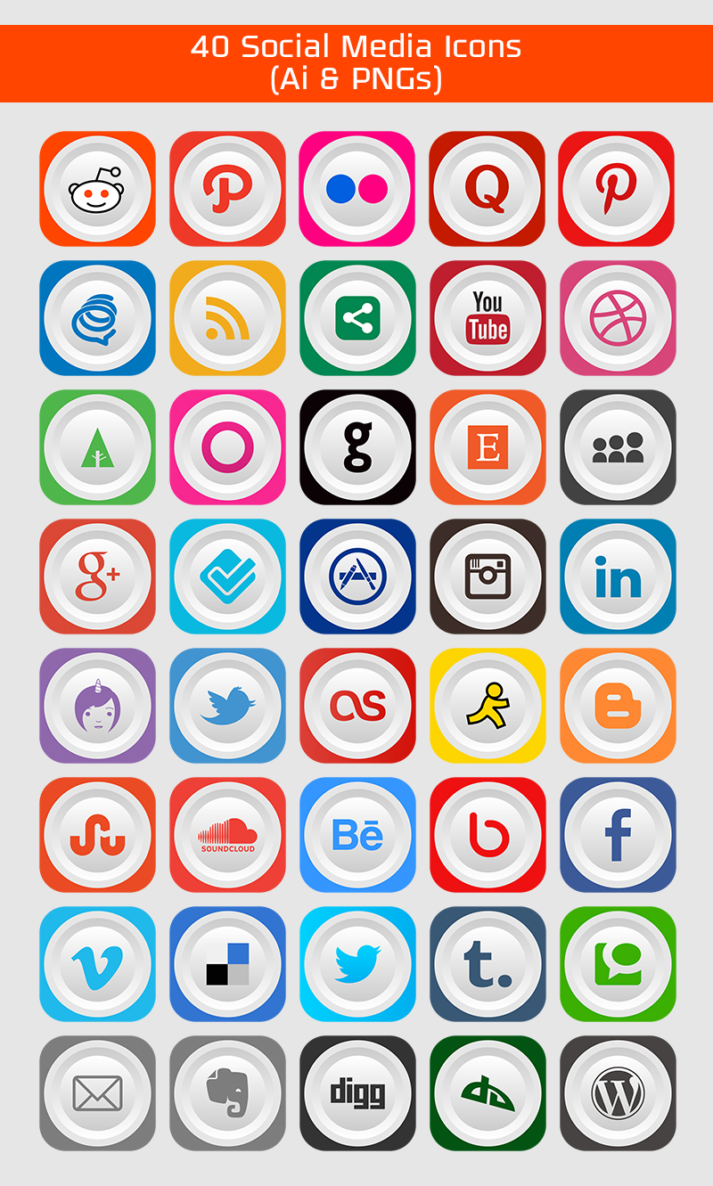 40 Free Social Media Icons (PNGs & Ai File)