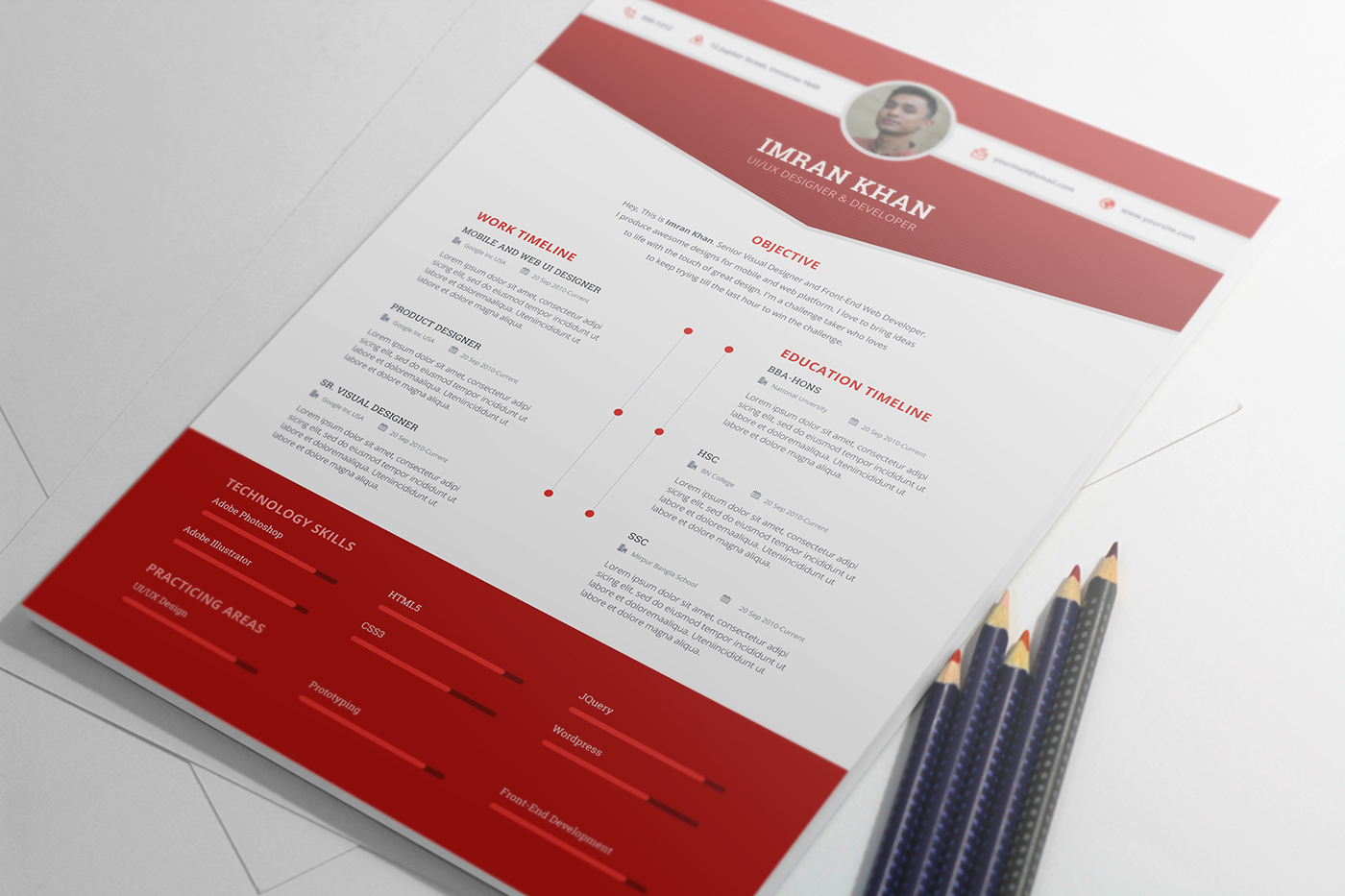 Free Psd Resume Template in Four Colors-5