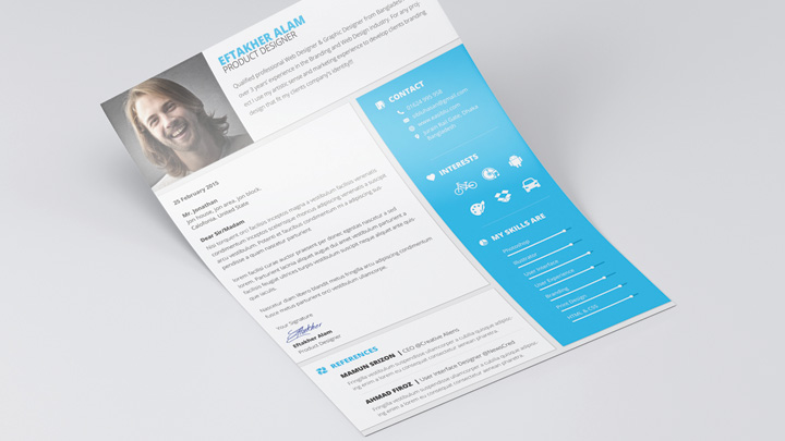 Material Style Professional CV-Resume With Cover Letter Template-4