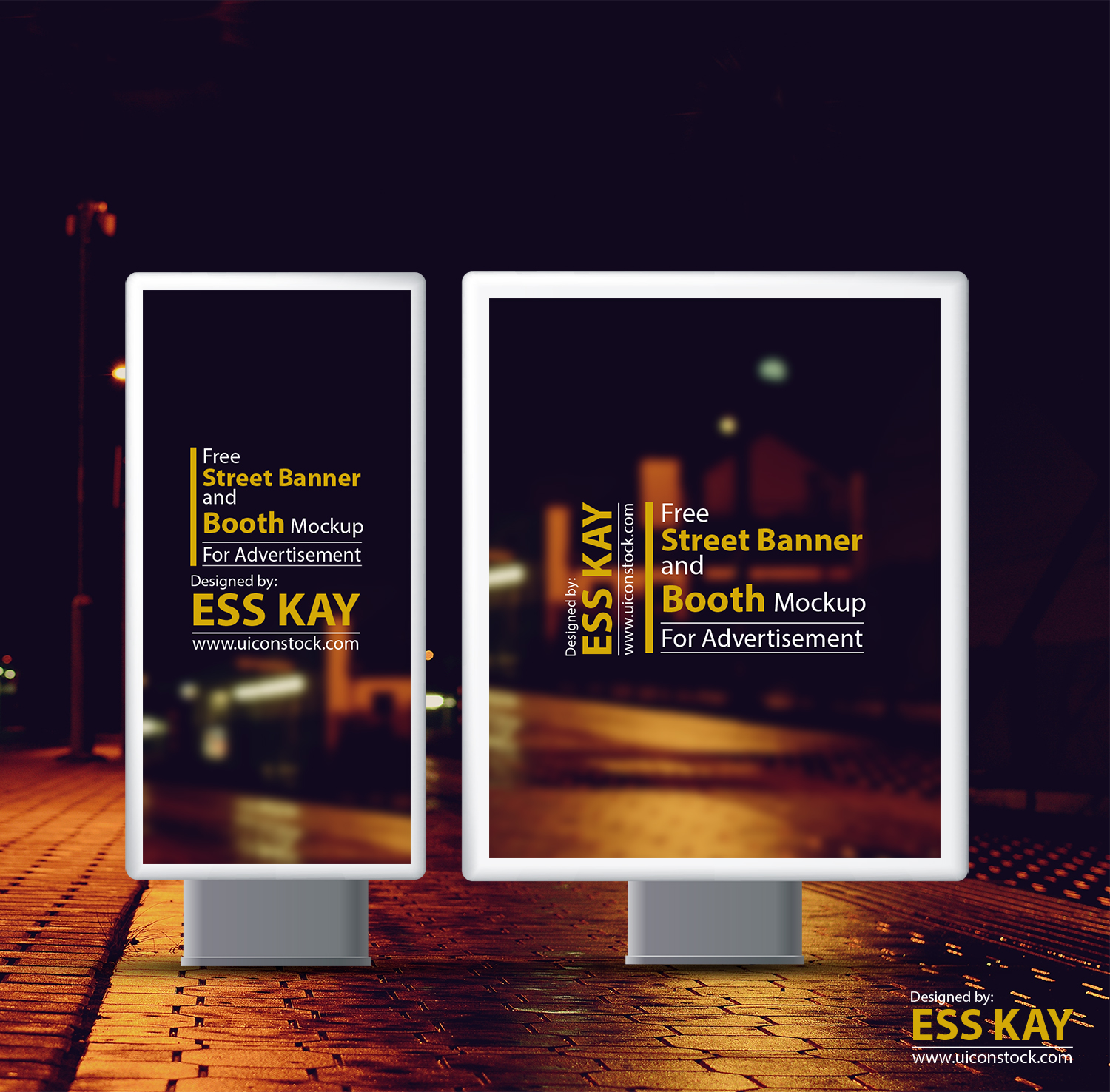 Free Street Banner and Booth Mockup For Advertisement