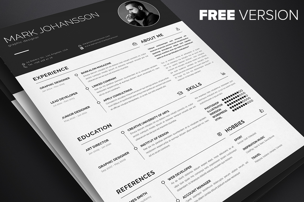 Free Clean InDesign Resume Template For Graphic Designers