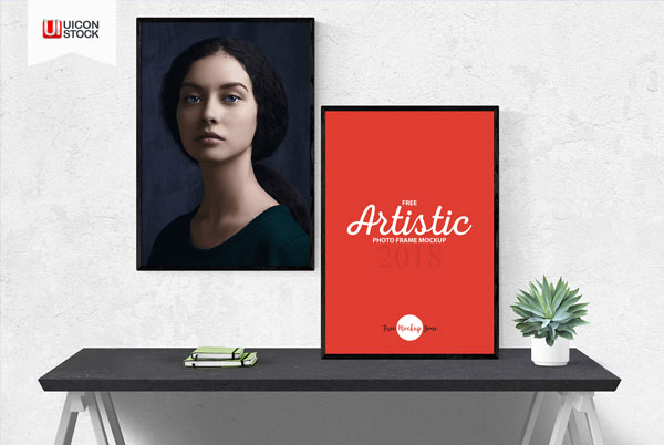 Free-Artistic-2-Photo-Frames-Mockup-2018