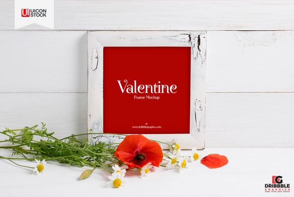 Free-Valentine-Red-Poppies-With-Frame-Mockup-2018