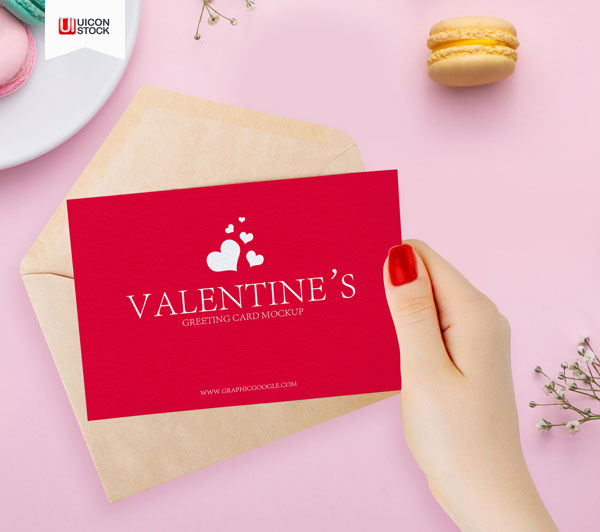 Free-Valentines-Greeting-Card-in-Girl-Hand-Mockup-2018