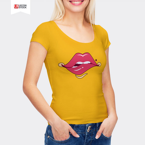 Free-Cute-Girl-Wearing-T-Shirt-Mockup-2018