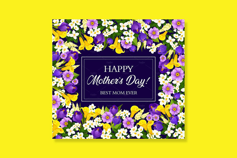 Mother-Day-Card-With-Blooming-Spring-Flower-Frame