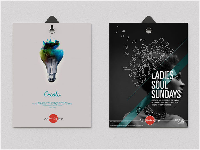 Free-2-Poster-Hanging-With-Clips-Psd-Mockup
