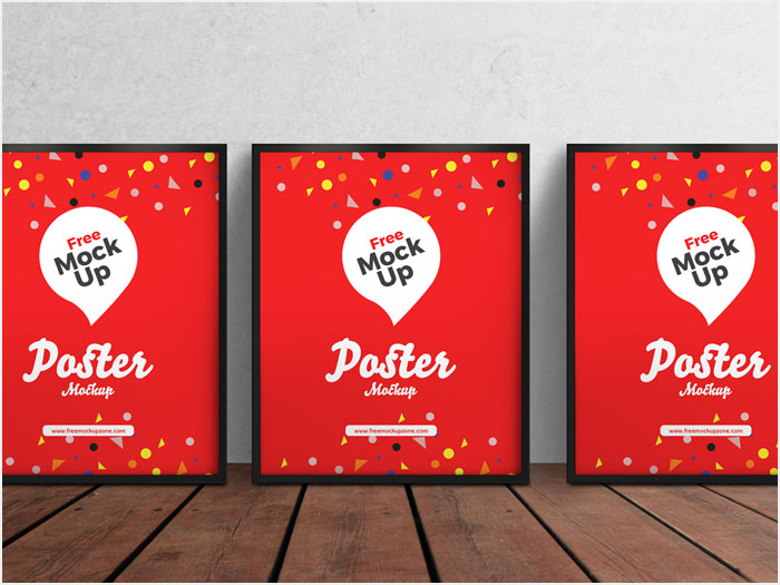 Free-3-PSD-Posters-on-Wooden-Floor-Mockup