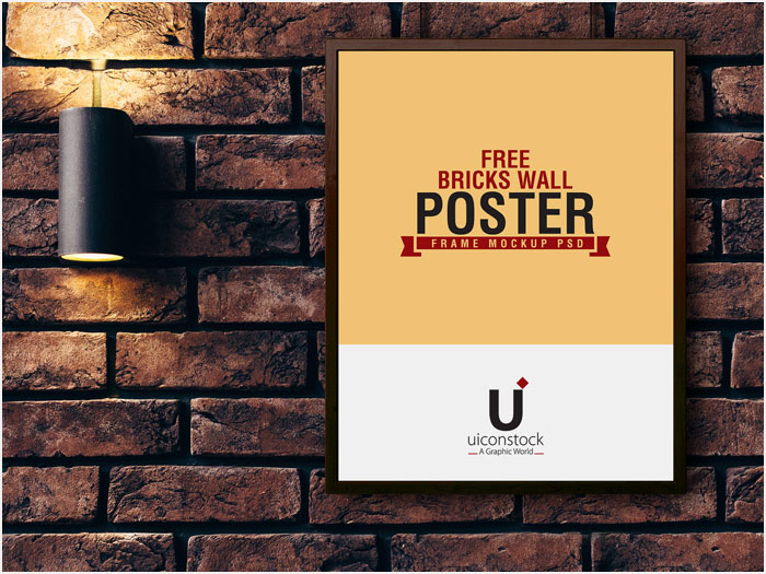 Free-Bricks-Wall-Poster-Frame-Mockup-PSD