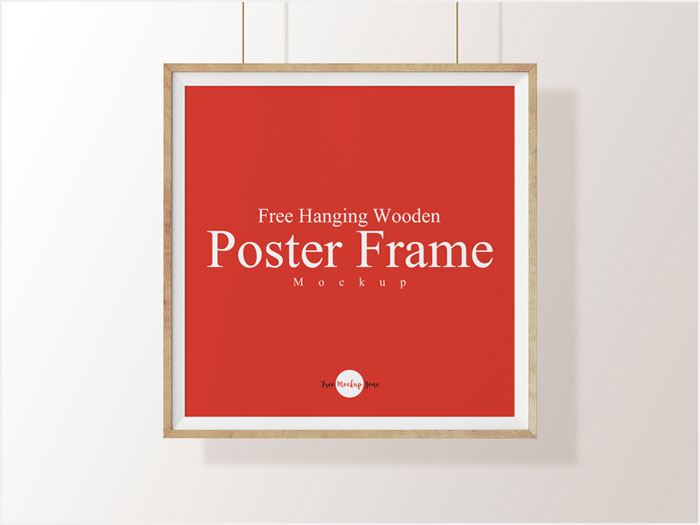 Free-Hanging-Wooden-Poster-Frame-Mockup-Psd-Template