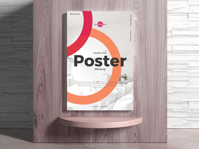 Free-Wooden-Wall-Poster-Mockup