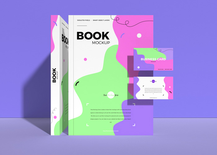 Free-Book-With-Business-Card-Mockup