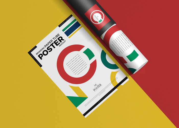 Free-Paper-Tube-With-Poster-Mockup