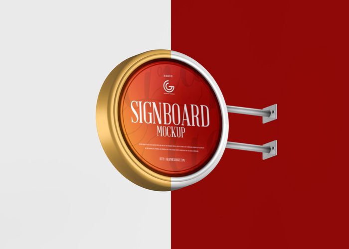 Free-Round-Signboard-Mockup