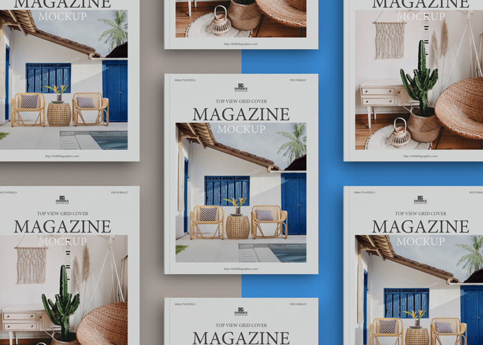 Free-Top-View-Grid-Magazine-Mockup