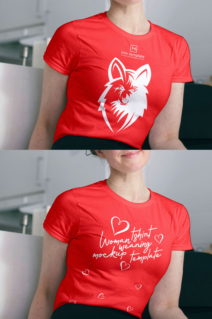 Free-PSD-Woman-Wearing-TShirt-Mockup