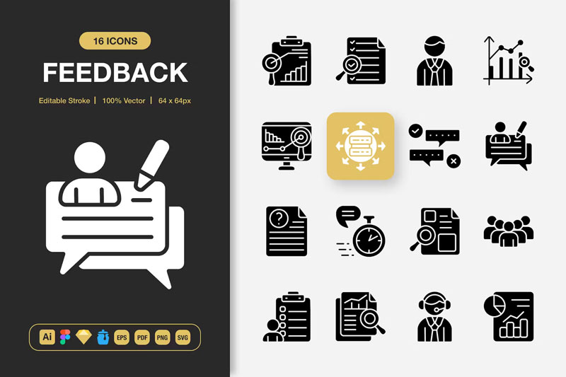 16-Feedback-Glyph-Icons