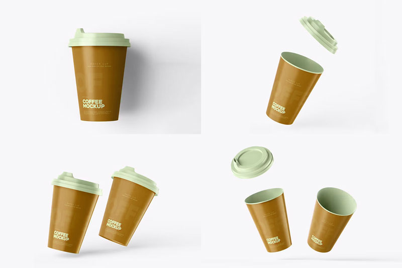 Four-Coffee-Cups-Mockup