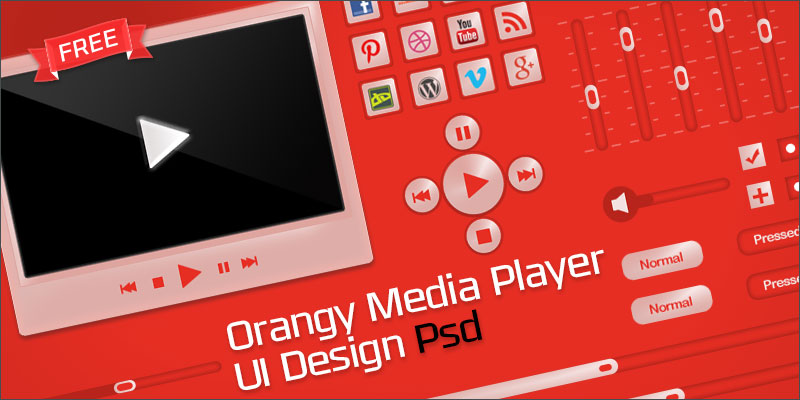 Free Orangy Media Player UI (Psd)