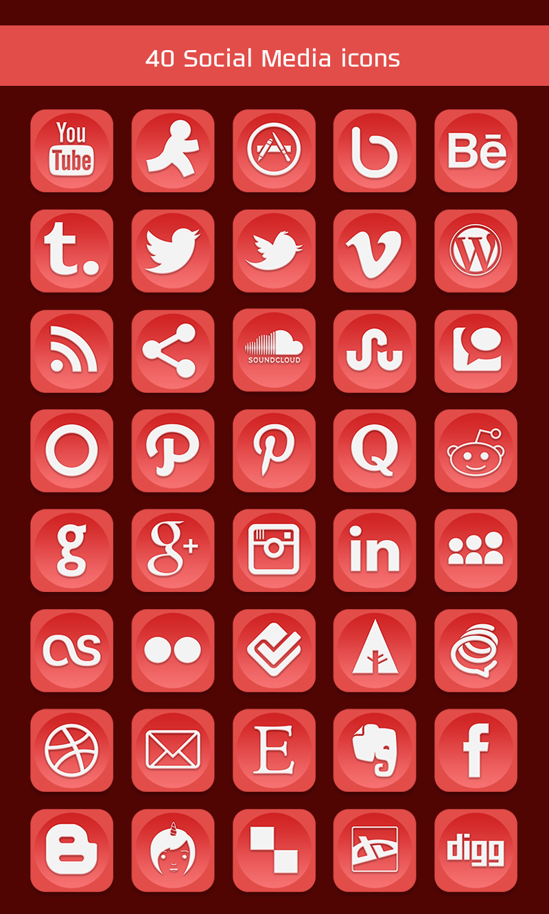 40 Free Social Media Icons (PNGs & Psd File)