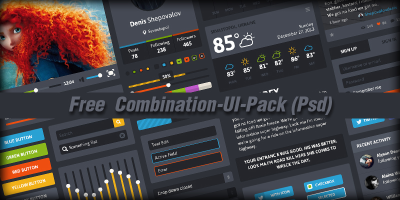 Free Combination UI Pack (Psd)