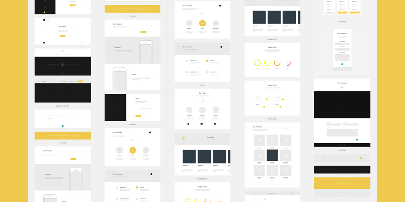 Free One Page Website Wireframes 2014 (Psd)