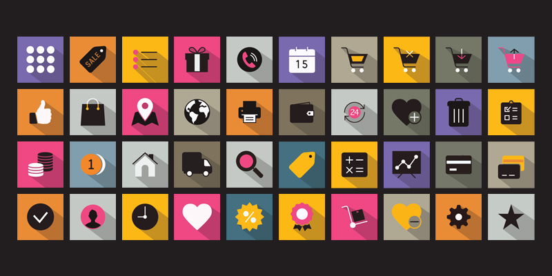 40 Flat Long Shadow Icons (Ai & Pngs)