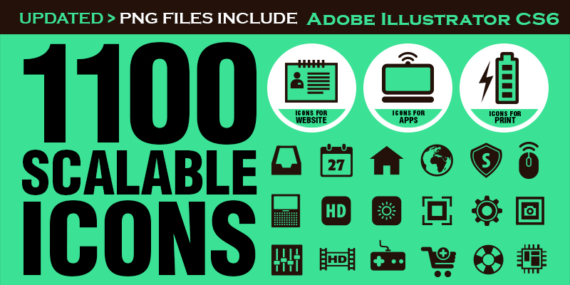 Premium 1100 Scalable Icons 2014 For Your Professional Projects of Mobile Apps, Android & Windows