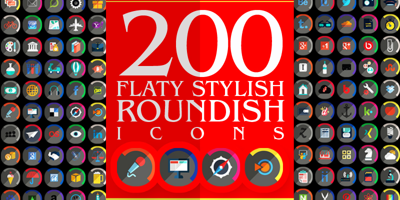 200 Flaty Stylish Roundish Icons 2014