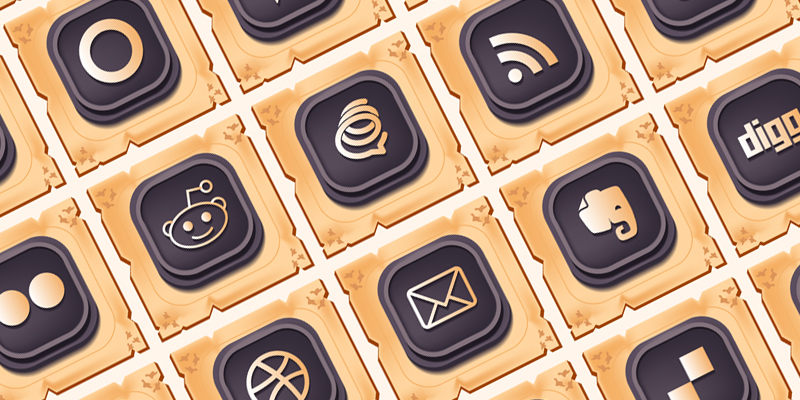 40 Gamy Vintage Social Media Icons (Ai)