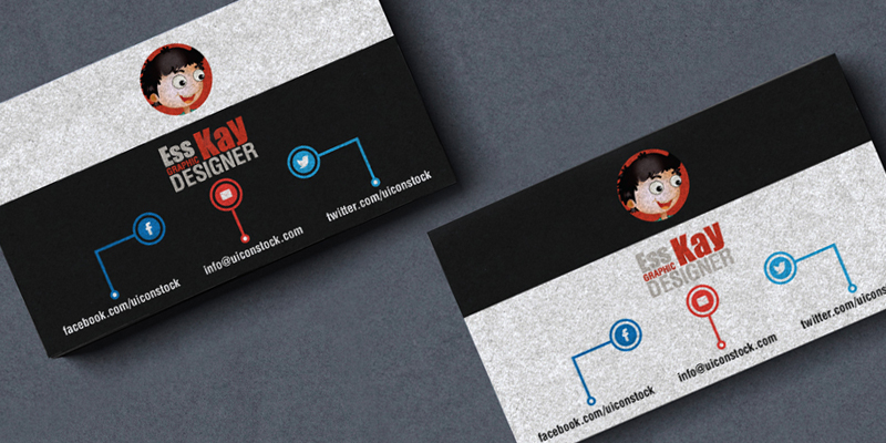 Free Business Card Template with Textured Effect For Graphic Designers (Ai)