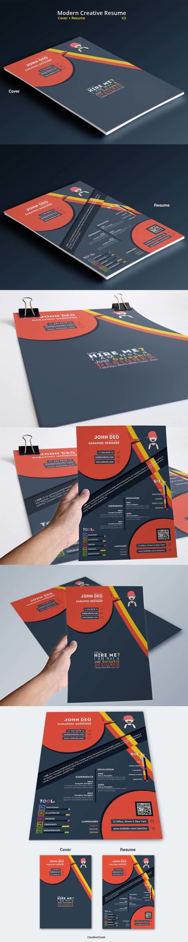 10 Free Resume-CV Templates Designs For Creative, Media, IT, Web and ...