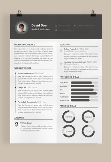 10 Free Resume-CV Templates Designs For Creative, Media, IT, Web and ...