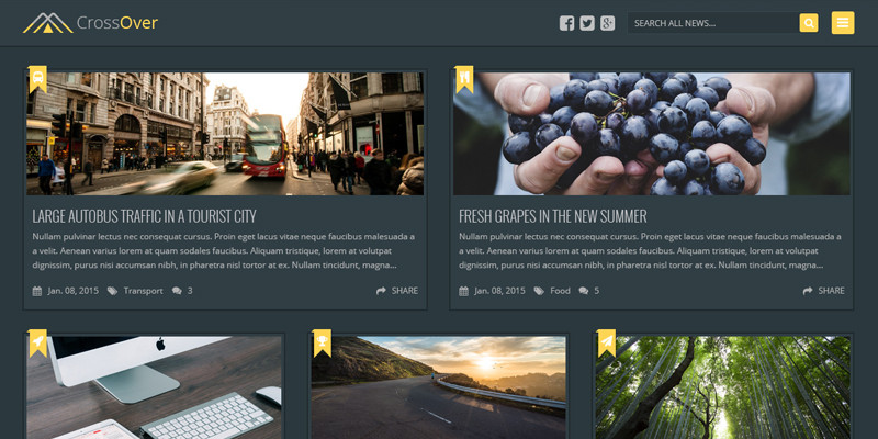Free Bootstrap Dark Homepage CrossOver Theme 2015
