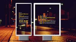 Free Street Banner and Booth Mockup For Advertisement Preview Image