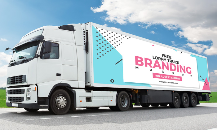 Free Lorry Truck Branding Mockup For Advertisement 2018