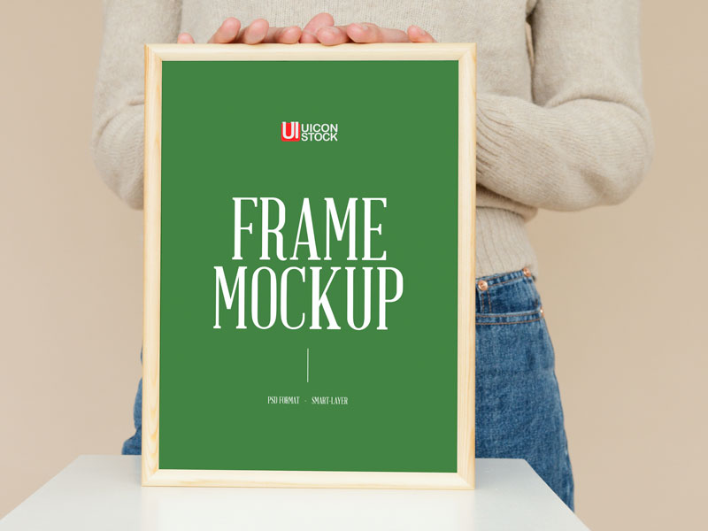 Free-Girl-Showing-Wooden-Frame-Mockup