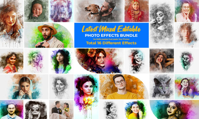 50 Watercolor and Oil Painting Photo Effects Actions